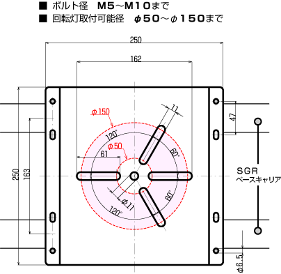 取付可能寸法図